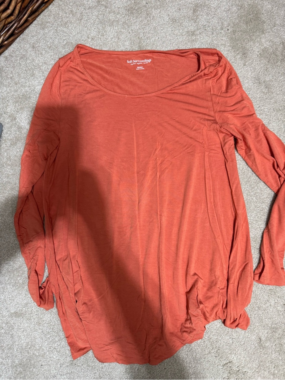 2/$8 SHIRTS 👚 SALE | Soft Surroundings Long Sleeve Scoop Neck Top - Burnt Orange